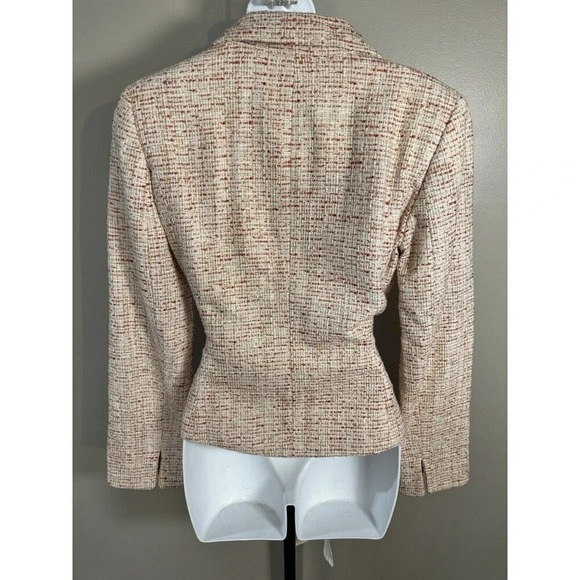 Ann Taylor Women's Coat Blazer Sz 2 Pink  White Tweed Fine Italian Fabric Work - Picture 4 of 7